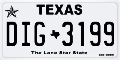 TX license plate DIG3199