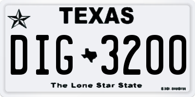 TX license plate DIG3200