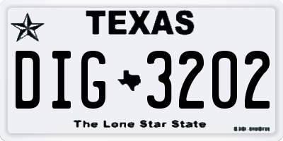 TX license plate DIG3202