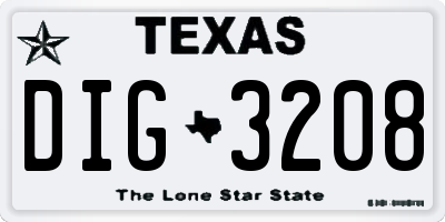 TX license plate DIG3208