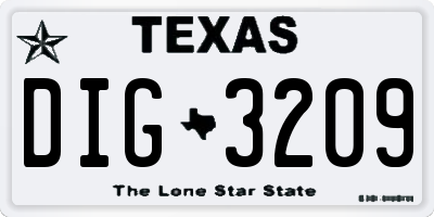 TX license plate DIG3209