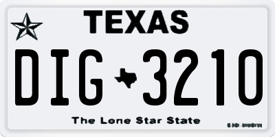TX license plate DIG3210