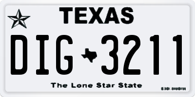 TX license plate DIG3211