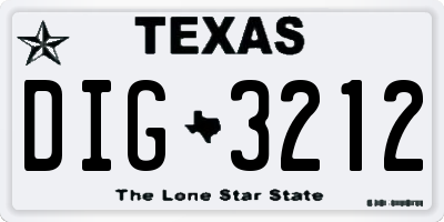 TX license plate DIG3212