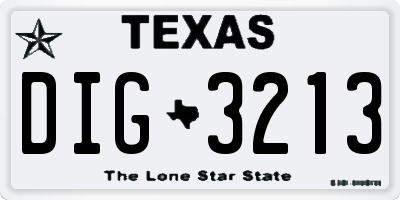 TX license plate DIG3213