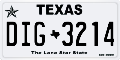 TX license plate DIG3214
