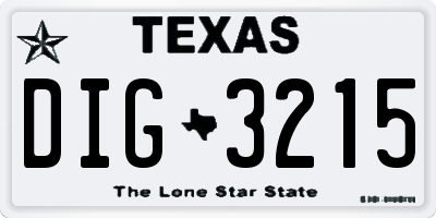 TX license plate DIG3215