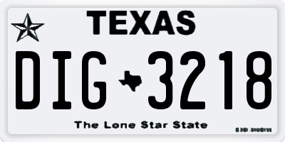 TX license plate DIG3218