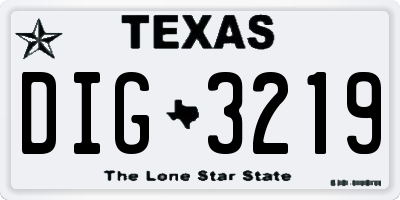 TX license plate DIG3219