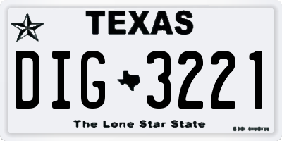 TX license plate DIG3221