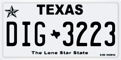 TX license plate DIG3223