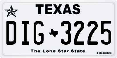 TX license plate DIG3225