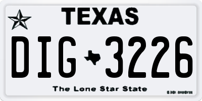 TX license plate DIG3226