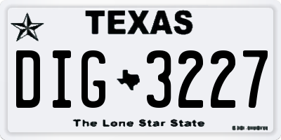 TX license plate DIG3227
