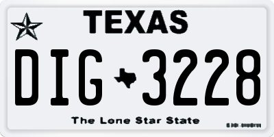 TX license plate DIG3228