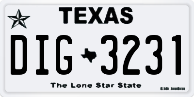 TX license plate DIG3231
