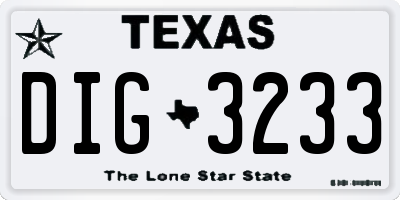 TX license plate DIG3233