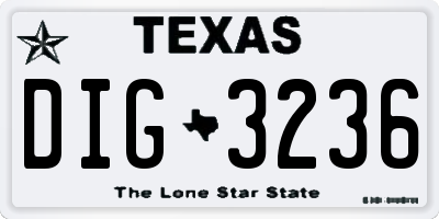 TX license plate DIG3236