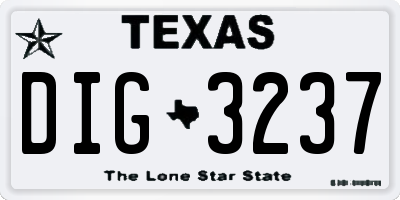 TX license plate DIG3237