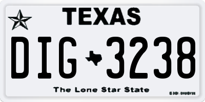 TX license plate DIG3238