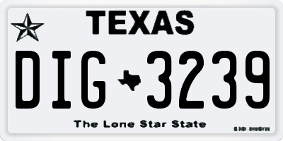 TX license plate DIG3239