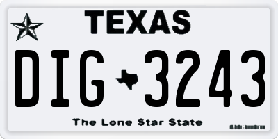 TX license plate DIG3243
