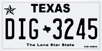 TX license plate DIG3245