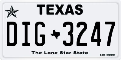 TX license plate DIG3247