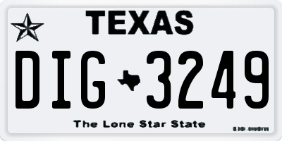 TX license plate DIG3249