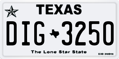 TX license plate DIG3250