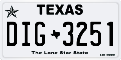 TX license plate DIG3251