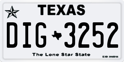 TX license plate DIG3252