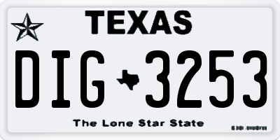 TX license plate DIG3253