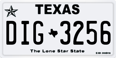 TX license plate DIG3256