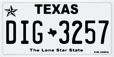 TX license plate DIG3257