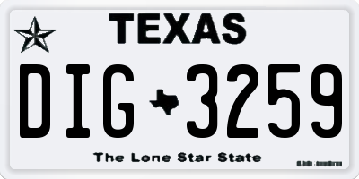 TX license plate DIG3259
