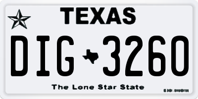 TX license plate DIG3260