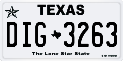TX license plate DIG3263