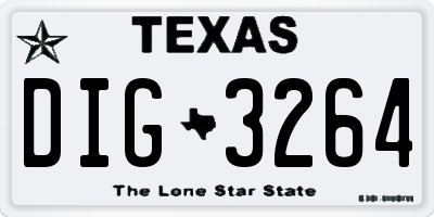 TX license plate DIG3264