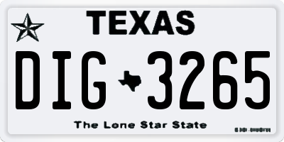 TX license plate DIG3265
