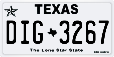 TX license plate DIG3267