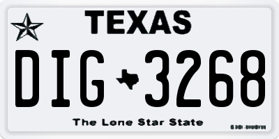 TX license plate DIG3268