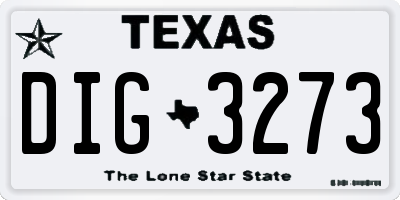 TX license plate DIG3273