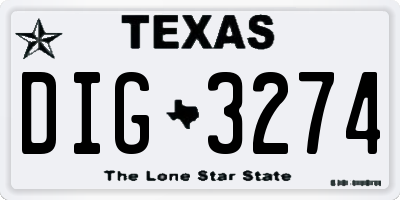 TX license plate DIG3274