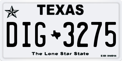 TX license plate DIG3275