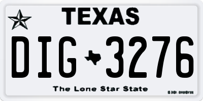TX license plate DIG3276