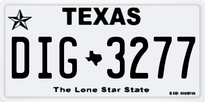 TX license plate DIG3277