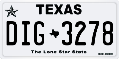 TX license plate DIG3278
