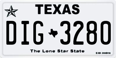 TX license plate DIG3280