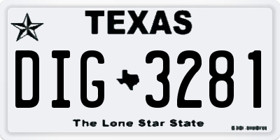 TX license plate DIG3281